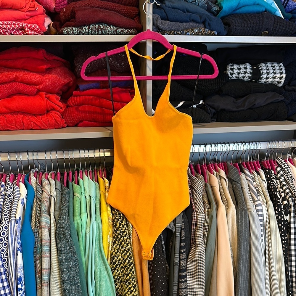 Forever 21 orangish yellow snap bottom bodysuit size M